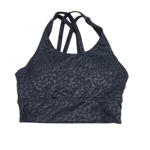 Buffbunny Black Leopard Print Sports Bra Strappy Back High Neck Stretch Size XS